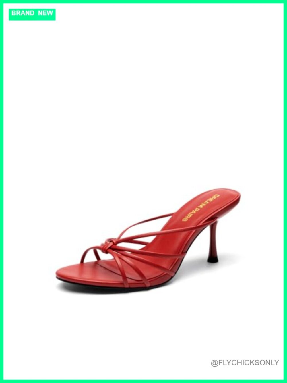Women's Kitten Heel Sandals Strappy Faux Leather Mule Heels